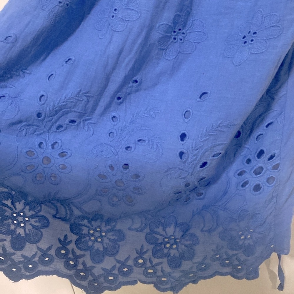 Elegant Cotton Blue Sleeveless Dress - Picture 6 of 7